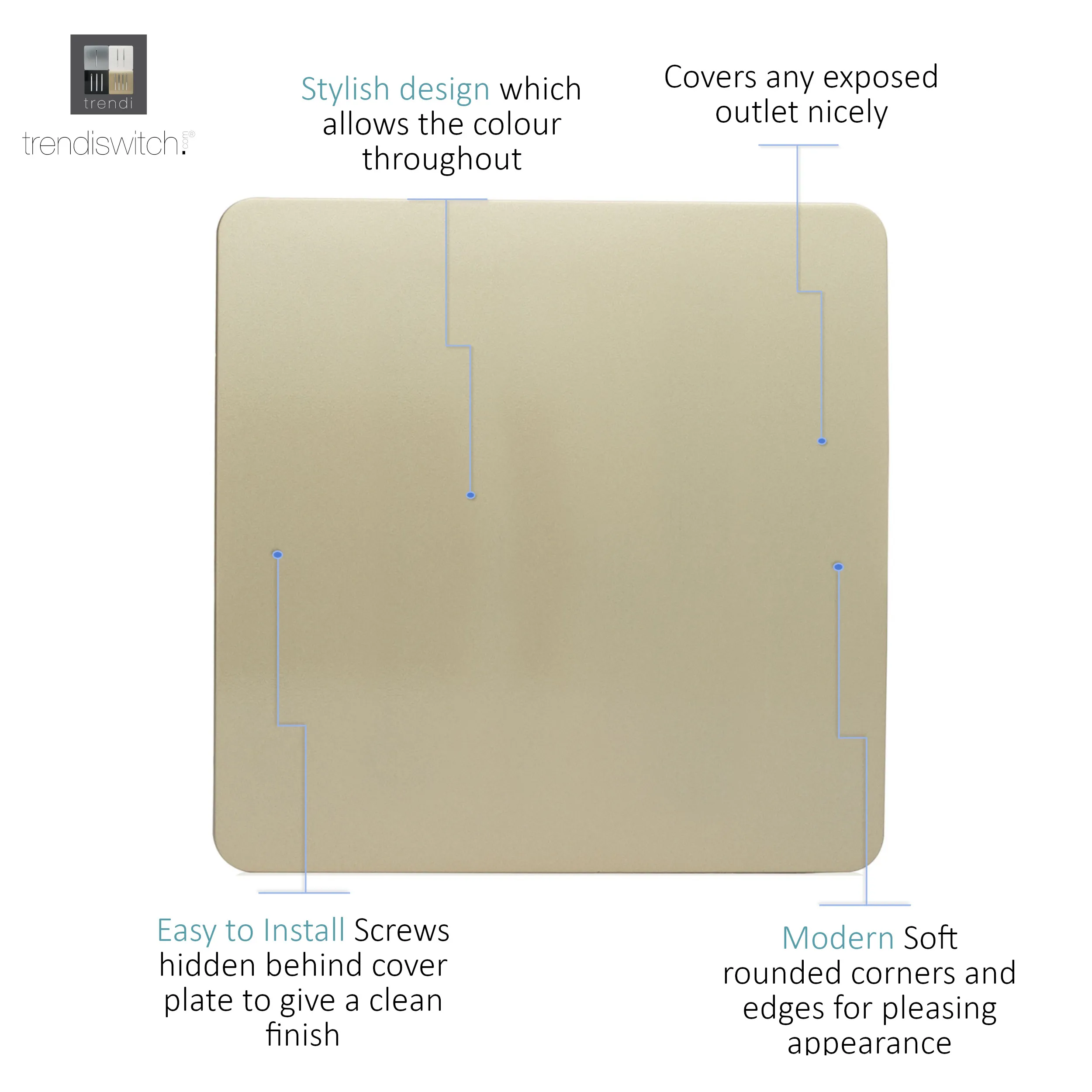 1 Gang Blanking Plate Champagne Gold ART-BLKGO  Trendi Champagne Gold